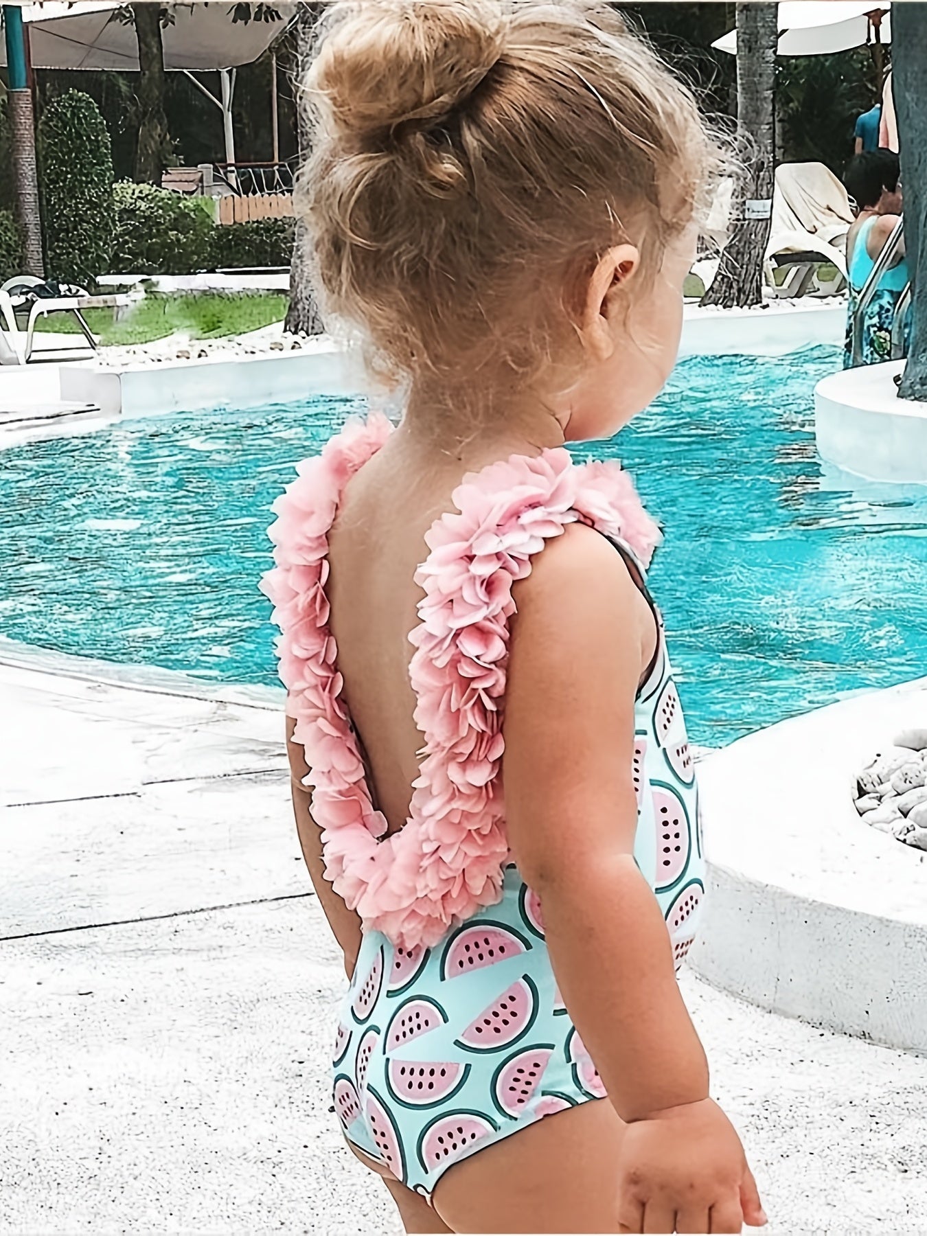 Watermelon Graphic Bow One Piece Swimsuit for Toddler Girls