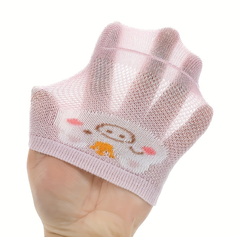 5 Pairs Cotton Cartoon Animal Mesh Socks For Newborn Baby Toddler Girls