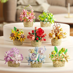 Flower Basket Bricks Toy, Various Flowers Models Building Blocks Toys