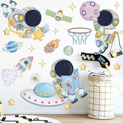 Astronaut Clouds Balloons Sky Wall Stickers