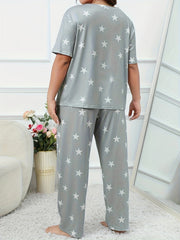 Star Print Tee & Pants Set Soft Loungewear Two Piece Set