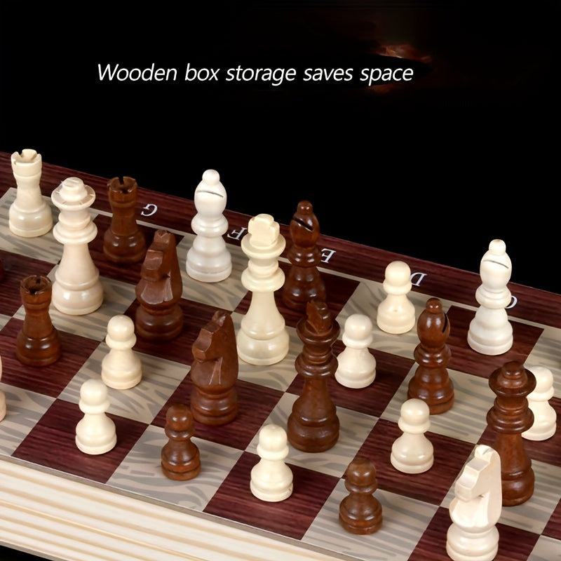 Wooden Chess Backgammon International Checkers 3-in-1 Chessboard