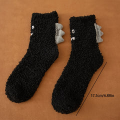 Cartoon Dinosaur Fuzzy Socks Soft Fluffy Slipper Socks Winter Cozy Warm Socks