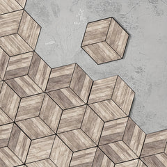 11pcs Wood Grain Hexagonal Floor Stickers Waterproof Anti-slip Home Decoration