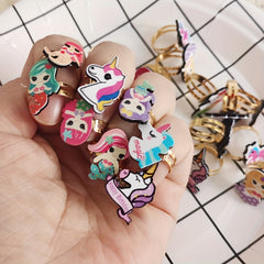 5pcs Unicorn Rings Kids Accessories Alloy Pony Animal Ring