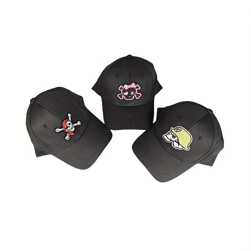 Gothic Skull Patch Baseball Cap Hip Hop Anime Cotton Dad Hats Adjustable
