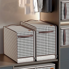 Large Capacity Houndstooth Pattern Storage Bag Zipper Dustproof Organizer