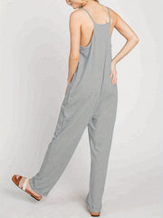 Solid Lounge Jumpsuit With Pockets - Women's Loungewear