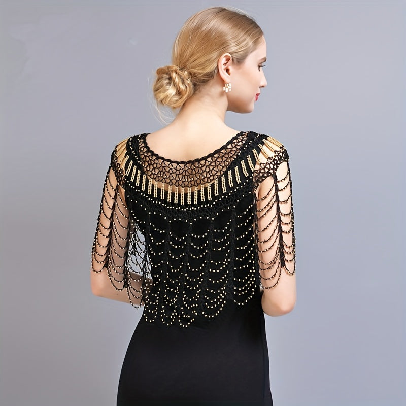 1920s Vintage Beaded Tassel Fishtail Wrap