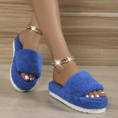 Cozy Open Toe Slippers Thick Sole Indoor Outdoor Slide Slipper