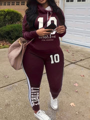 Casual Outfits Set Women's Plus Number Letter Print