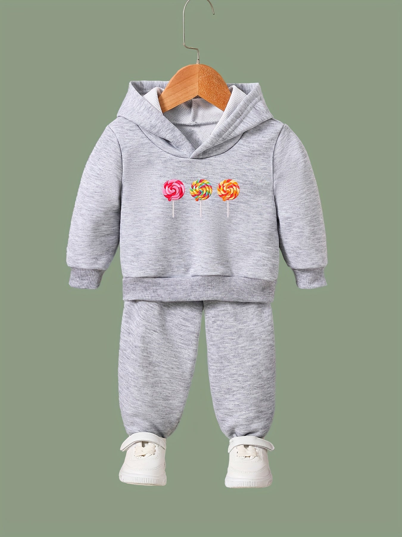Lollipop Pattern Hooded Sweatshirt Girls Comfy Hoodies & Sweatpants
