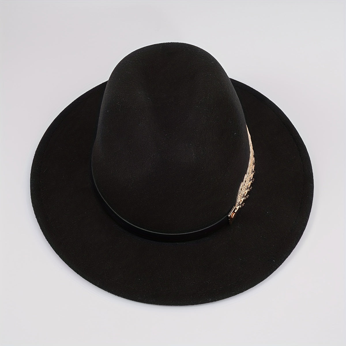 Metal Leaf Decor Fedora Cap Candy Couple Jazz Hat Sunscreen Cowboy Cowgirl Felt