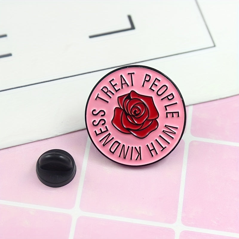 Kindness Brooch Red Pink Round