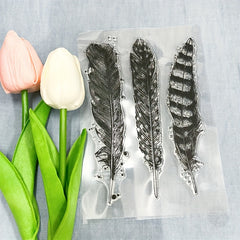 Feather Transparent Stamp Silicone Stamp Painting Tool Craft DIY Card Making