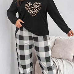 Colorblock Gingham & Leopard Pajama Set