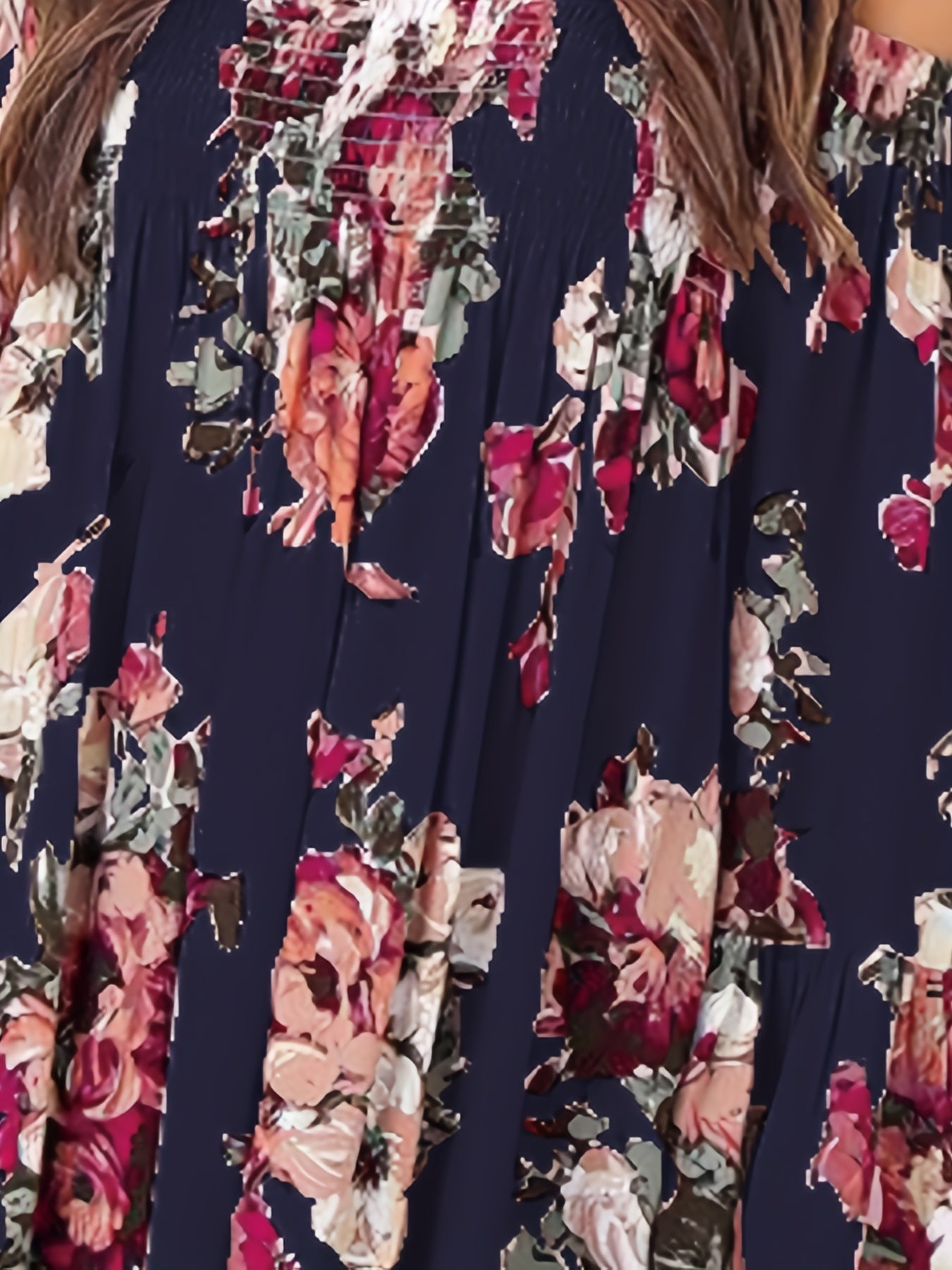 Floral Beachwear Top Off Shoulder Long Sleeves Casual Blouse