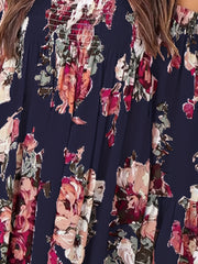 Floral Beachwear Top Off Shoulder Long Sleeves Casual Blouse