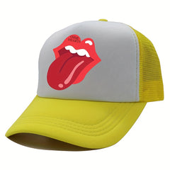 Red Lips Print Trucker Hat Hip Hop Cartoon Mesh Baseball Cap