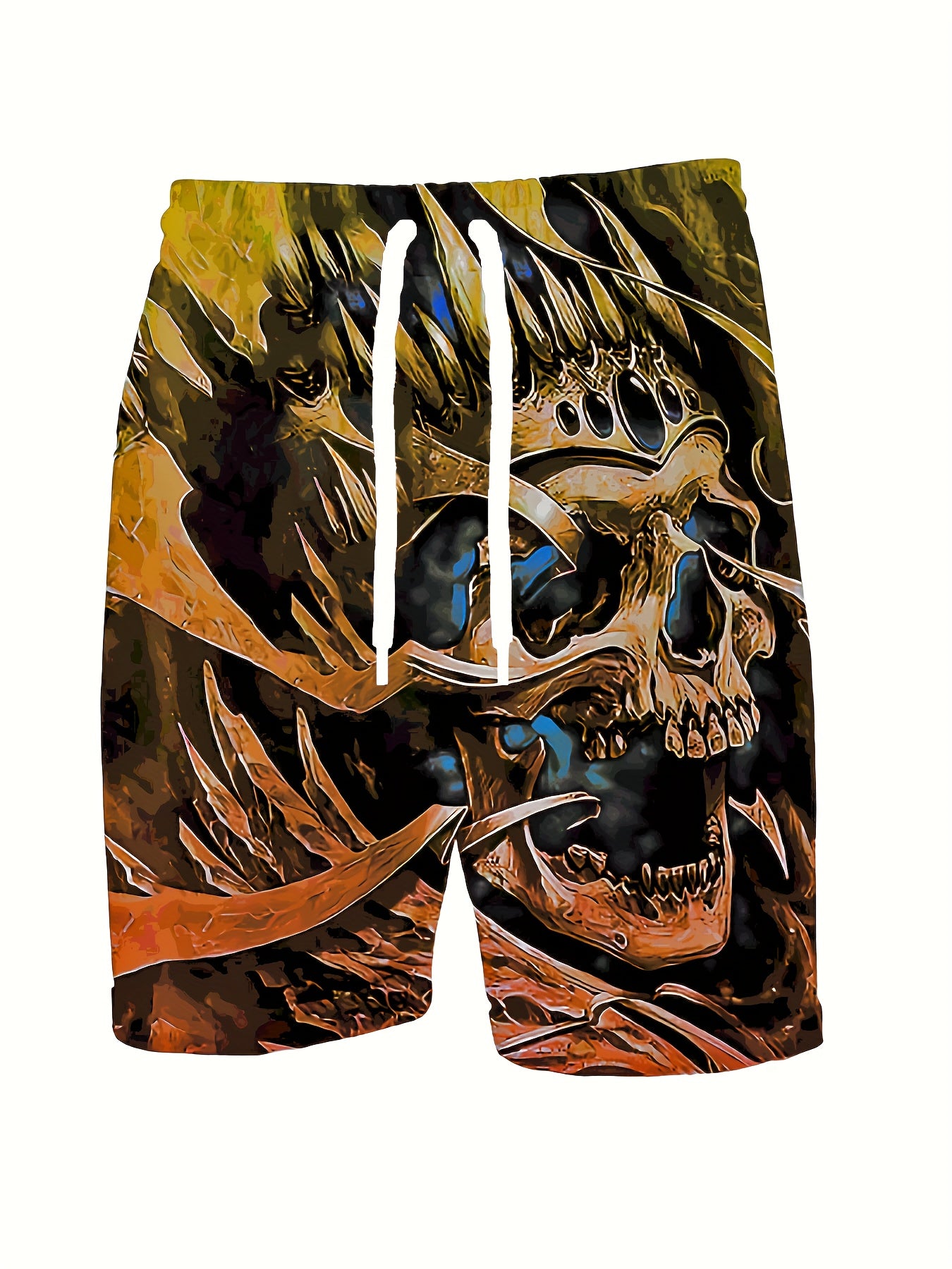 Skull Pattern Comfy Shorts Men's Casual Elastic Waist Drawstring Shorts
