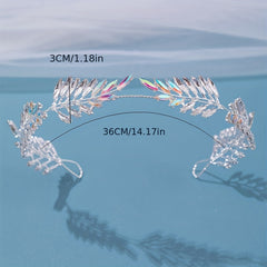 Baroque Rhinestone Colorful Leaf Crystal Headband Crown Bridal Headwear