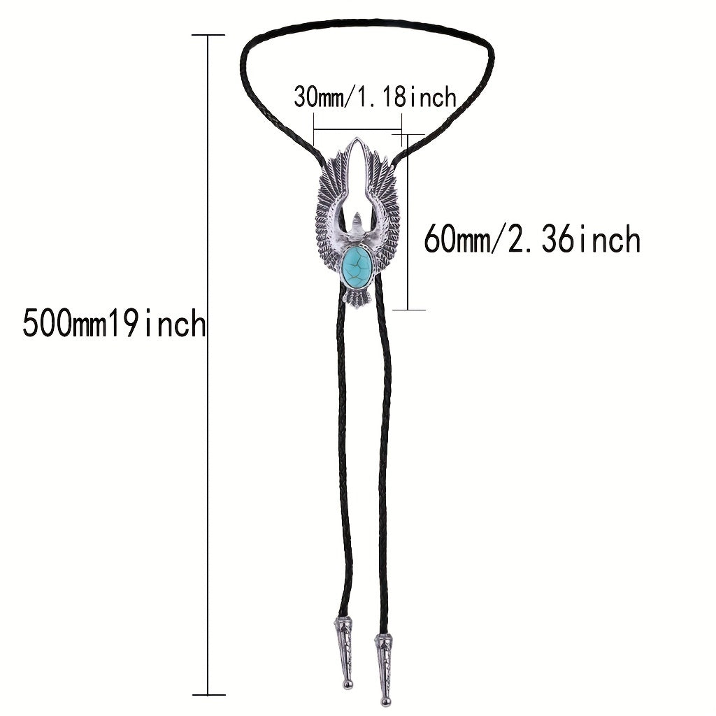 Men's Retro Eagle Gemstone Bolo Tie Western Denim Shirt Accessory