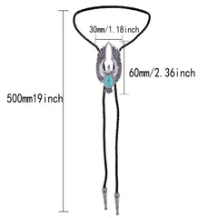 Men's Retro Eagle Gemstone Bolo Tie Western Denim Shirt Accessory
