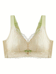 Floral Lace Wireless Push Up Bra Soft Comfortable Lingerie