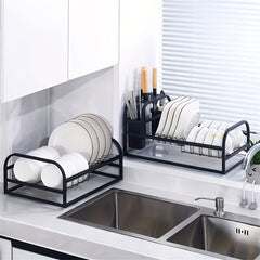 Large Capacity Dish & Cutlery Rack for Organized Kitchen Storage