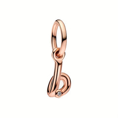 Artistic Letter Pendant Rose Golden Zircon Charm for Bracelet Necklace