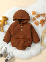 Baby Boys Corduroy Hooded Creeper Romper Hoodie
