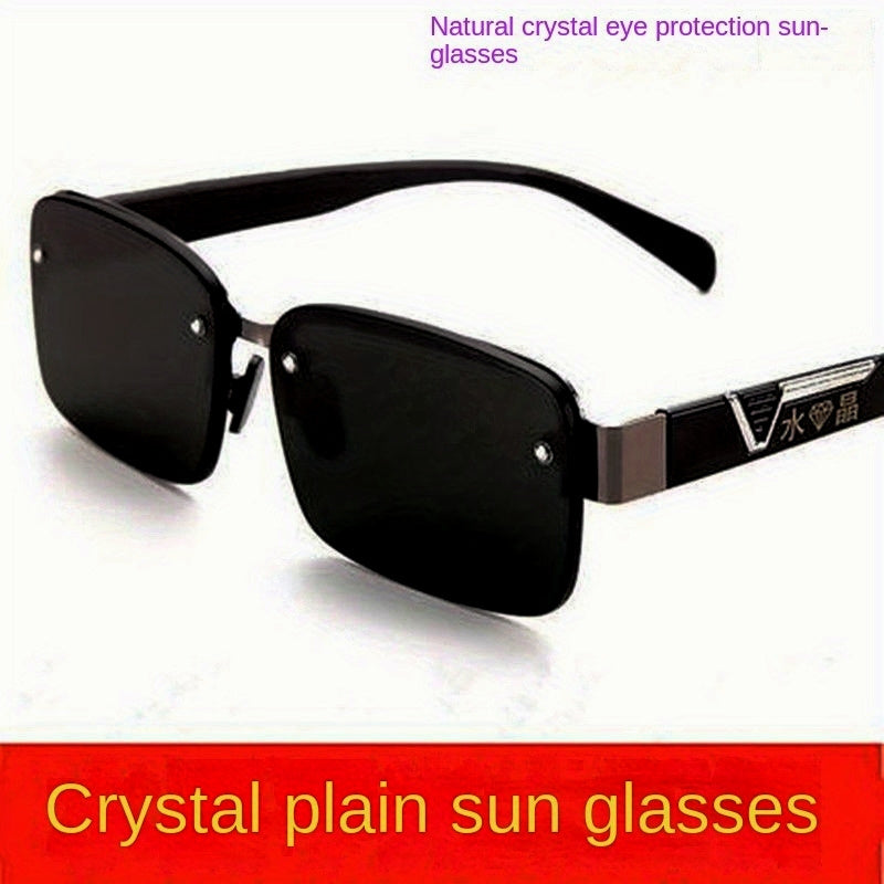 Men's Small Rimless Sunglasses UV Resistant Sunglasses With Glasses Case