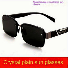 Men's Small Rimless Sunglasses UV Resistant Sunglasses With Glasses Case