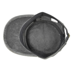 Vintage Washed Cotton Military Cadet Flat Top Cap Adjustable Hat