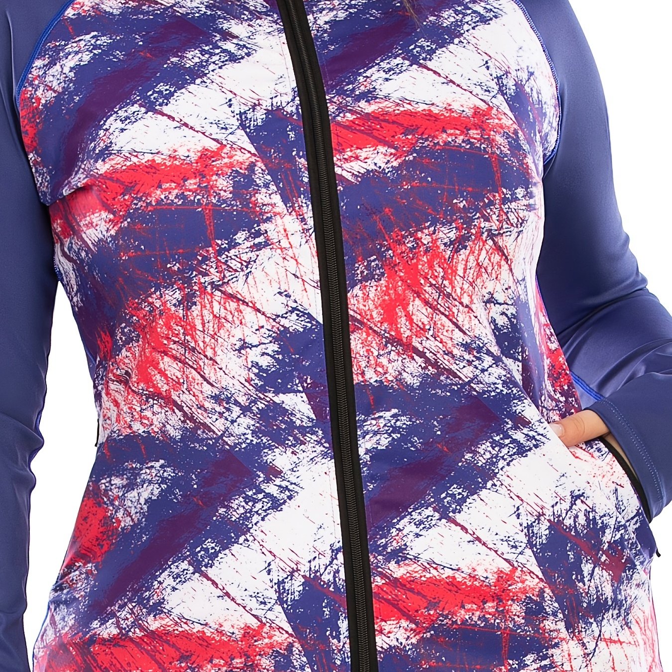 Tie Dye Zip Up Sports Top with Pockets