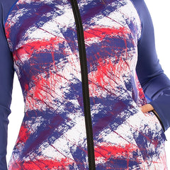 Tie Dye Zip Up Sports Top with Pockets