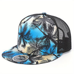 Coconut Tree Print Snapback Cap Baseball Hat for Men Women