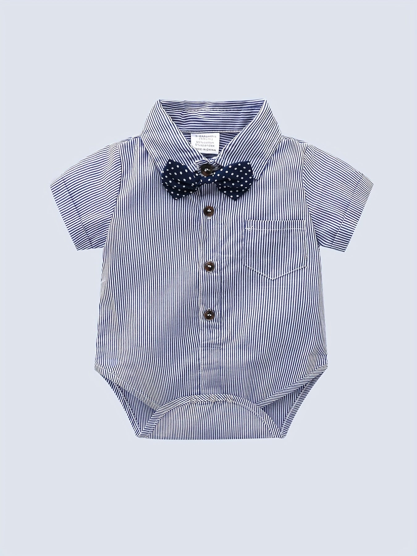 Baby Boys Gentleman Outfits Suits Bowtie Striped Bodysuit Suspender Shorts Dress
