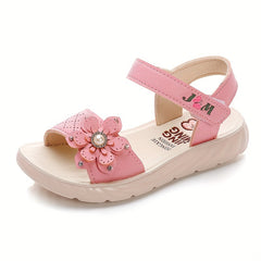 Girls Flower Decor Open Toe Sandals - Lightweight Breathable Summer Sandals