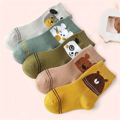Boys Cartoon Animal Print Socks Cotton Crew Socks Kids Accessories
