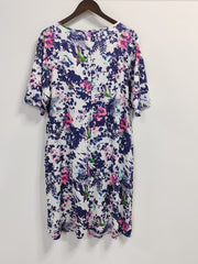 Floral Print Maxi Dress Short Sleeve Round Neck Pleated