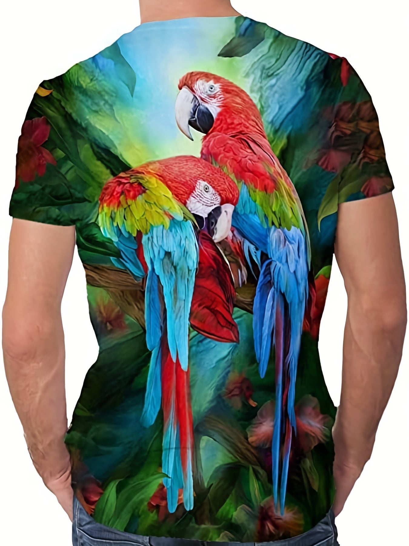 Men's Parrot Graphic T Shirt Stylish 3D Print Comfy Tee Top