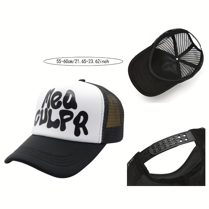 Hip Hop Letter Print Mesh Baseball Cap Trucker Cap