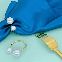 12pcs Pearl Metal Napkin Rings Hollow Christmas Decoration