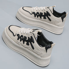 Women's Platform Skate Shoes Round Toe Lace Up Low Top Sneakers