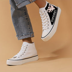 Anime Girl Pattern Lightweight High Top Breathable Canvas Sneakers