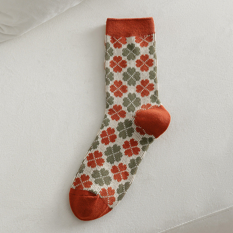 3 Pairs Women's Retro Medium Tube Socks