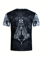 Men's 3D Print T-Shirt & Active Shorts Set for Fitness