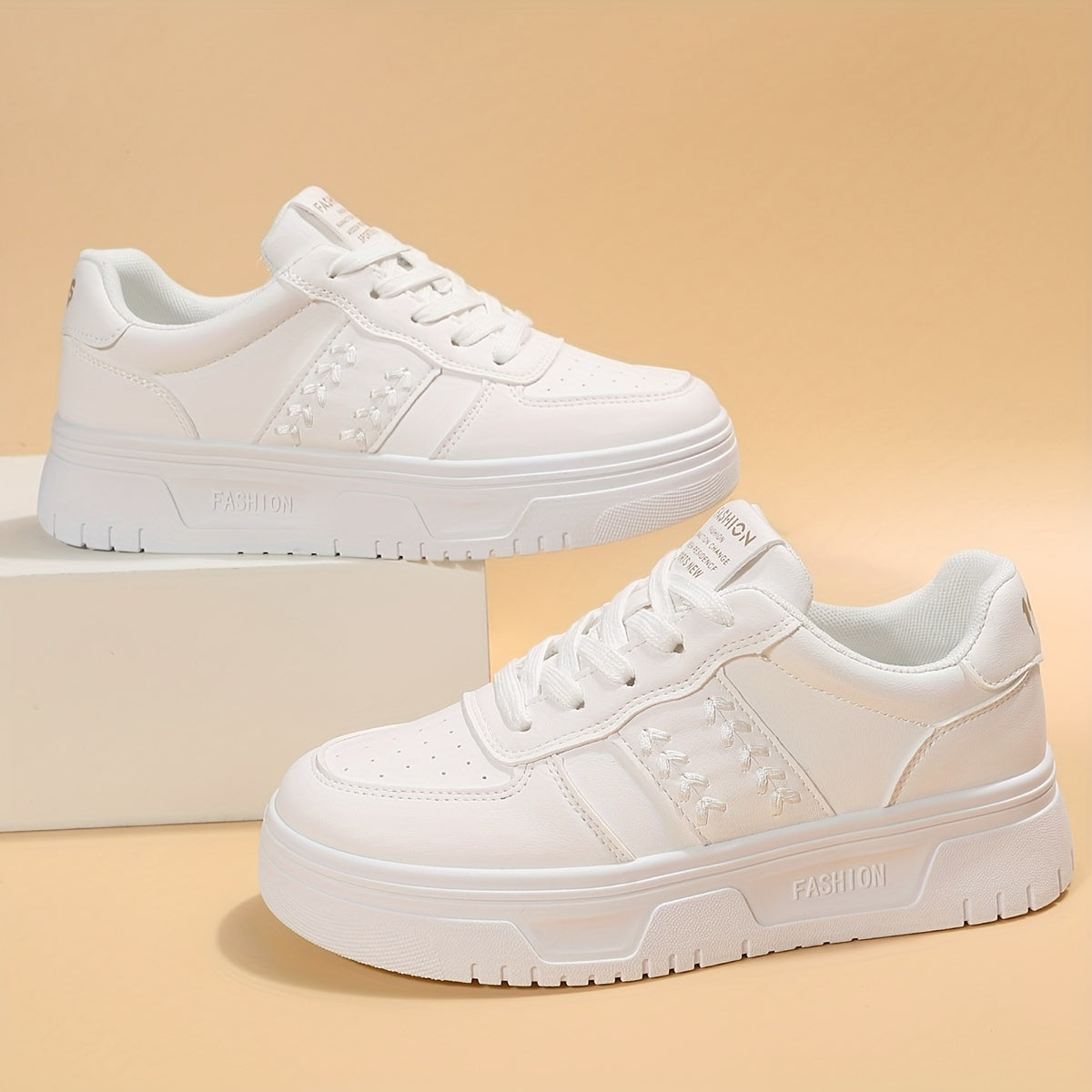 Women's Wheat Pattern Flat Shoes Lace Up Platform Sneakers