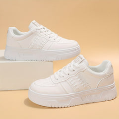 Women's Wheat Pattern Flat Shoes Lace Up Platform Sneakers